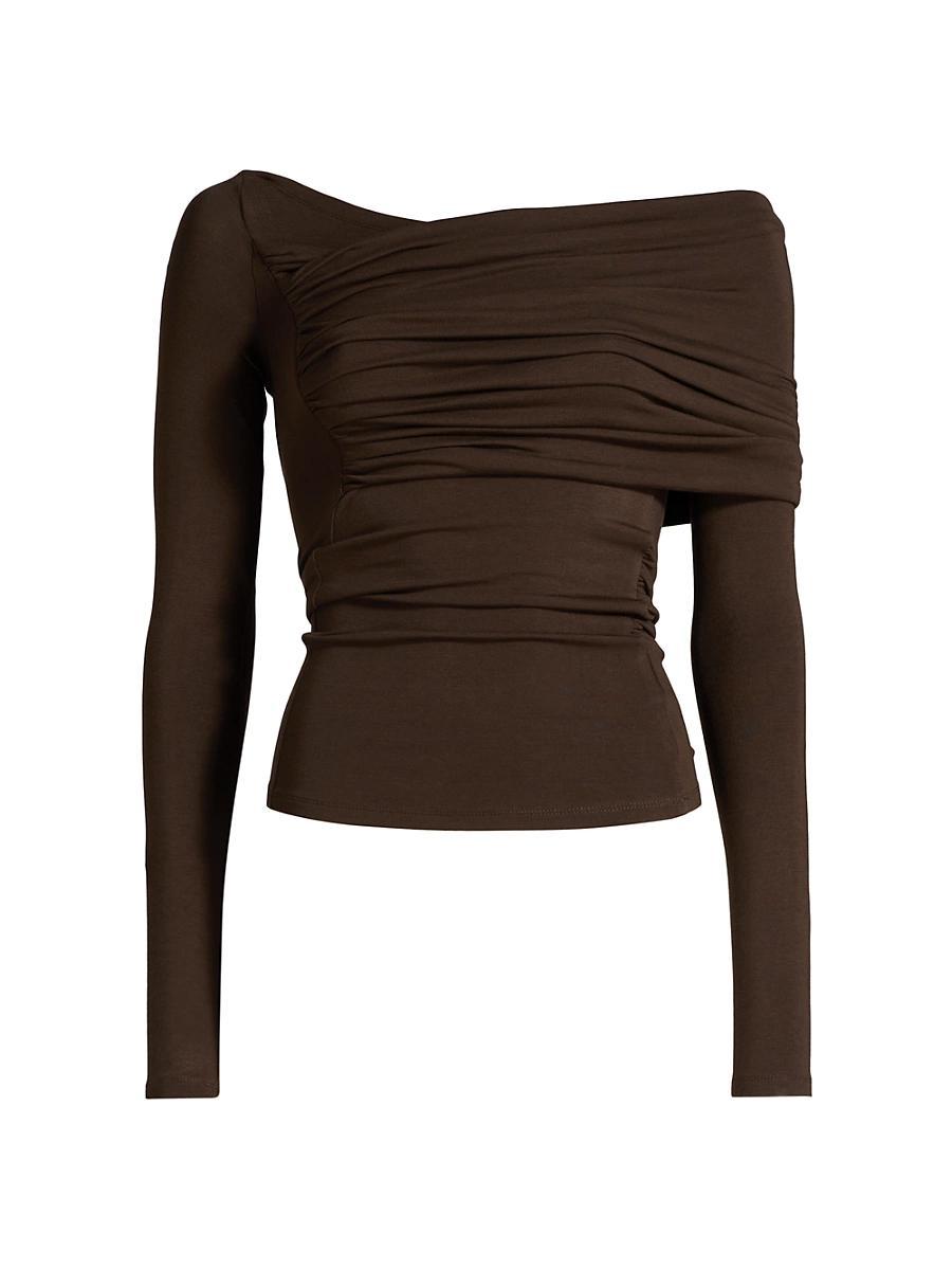Womens Maple Ruched One-Shoulder Long-Sleeve Top Product Image