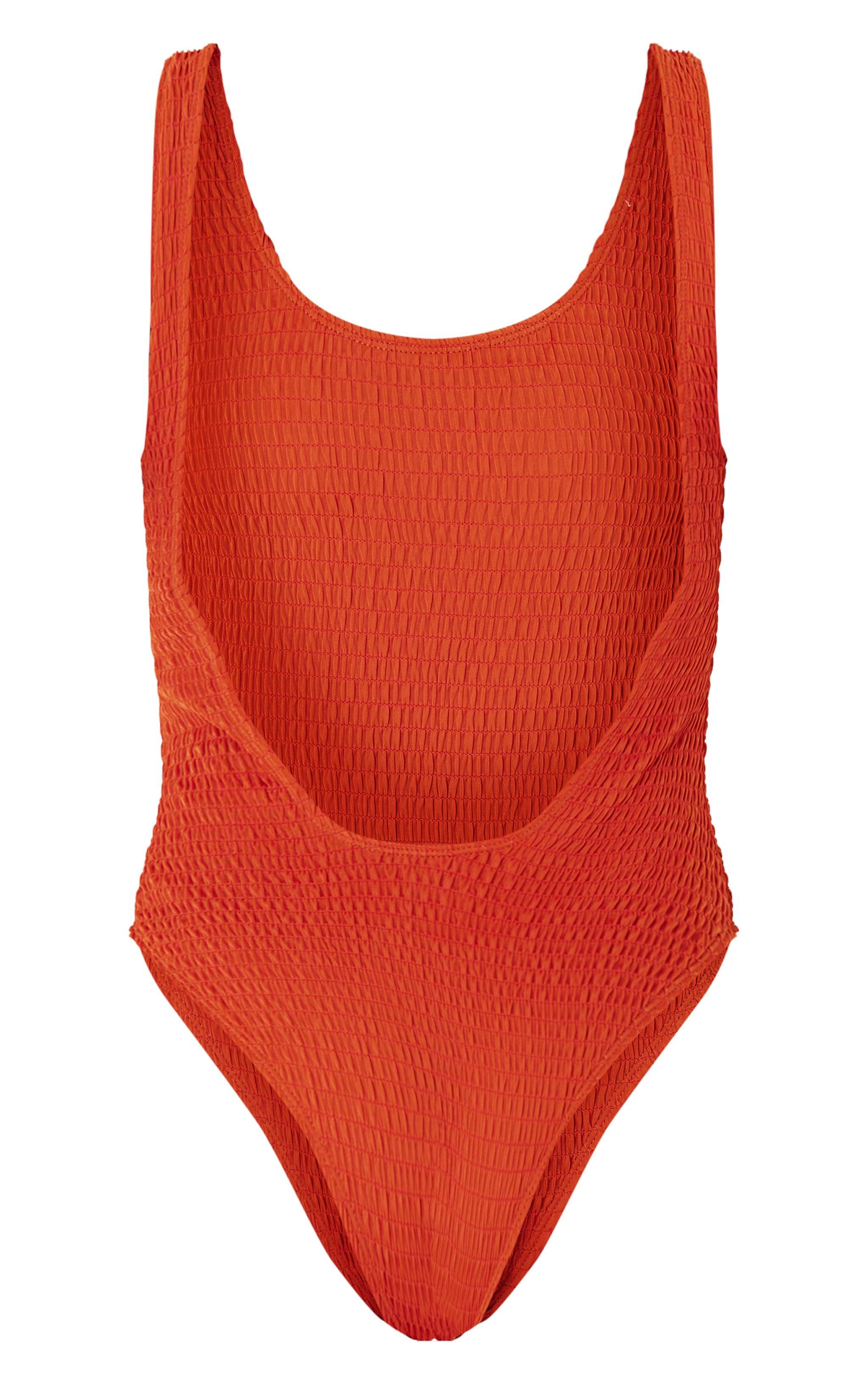 Rust Shirred Backless Swimsuit Product Image