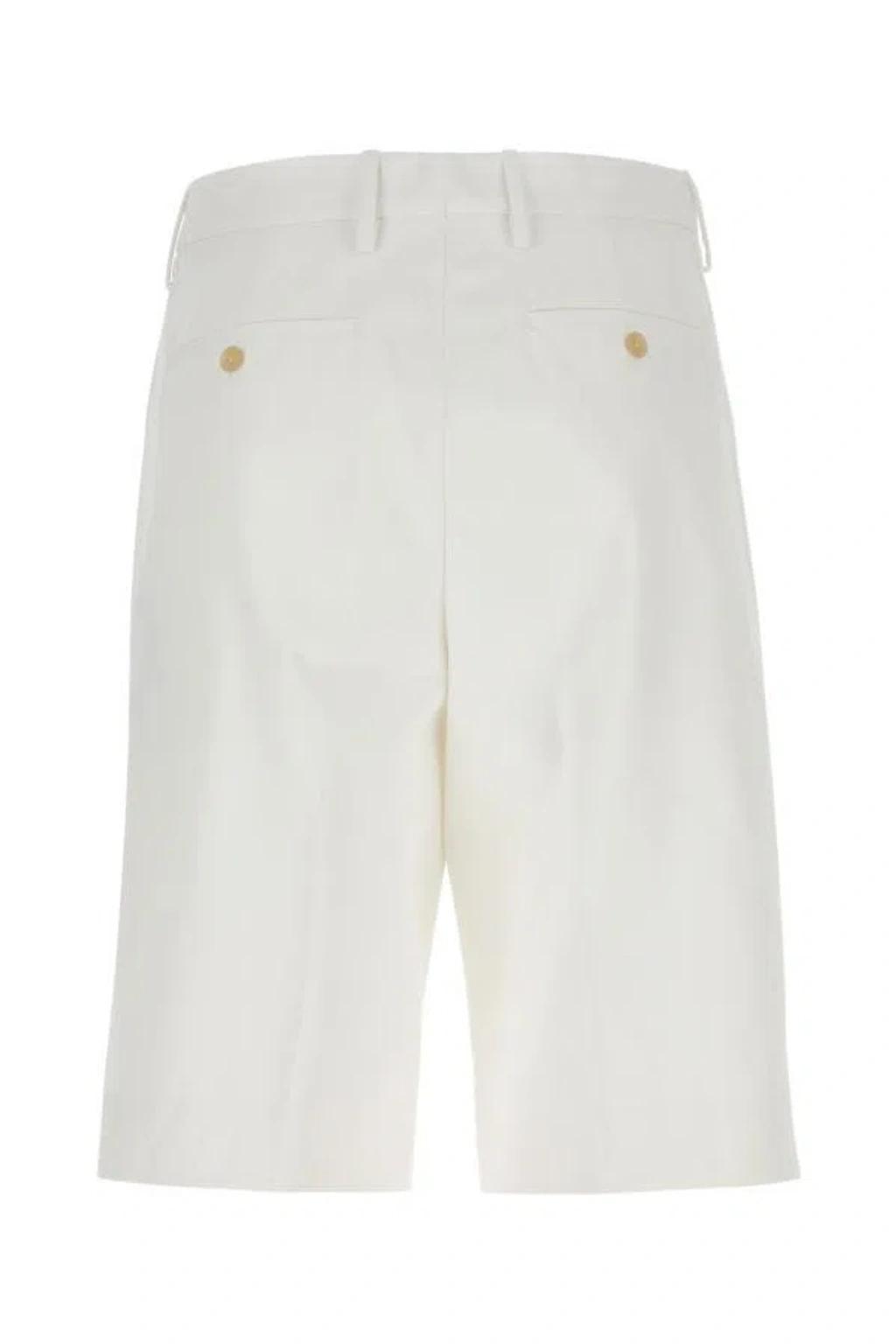 White Cotton Bermuda Shorts Product Image