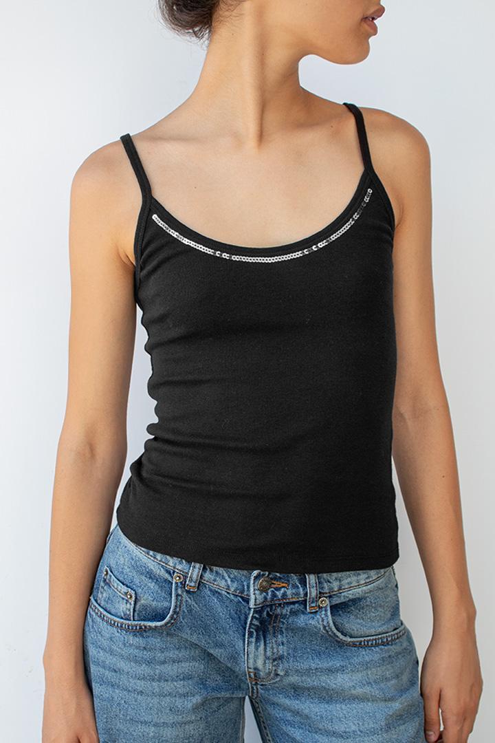 Sequin scoop neck top Product Image