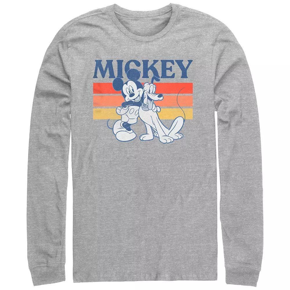 Men's Mickey Mouse Pluto and Mickey Retro Graphic Tee, Size: XXL, Athletic Grey Product Image