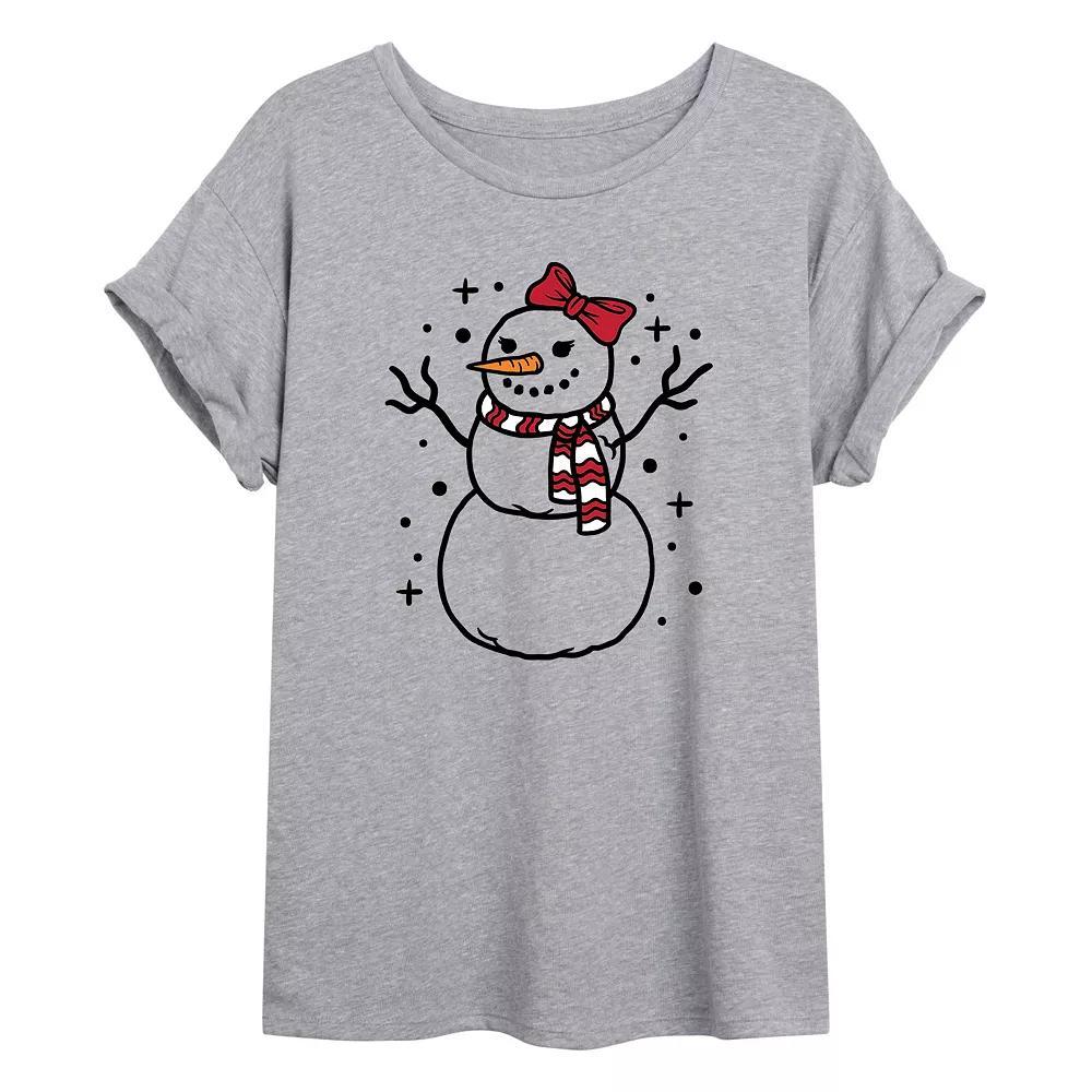 Juniors' Snow Woman Oversized Graphic Tee, Girl's, Size: Medium, Gray Product Image