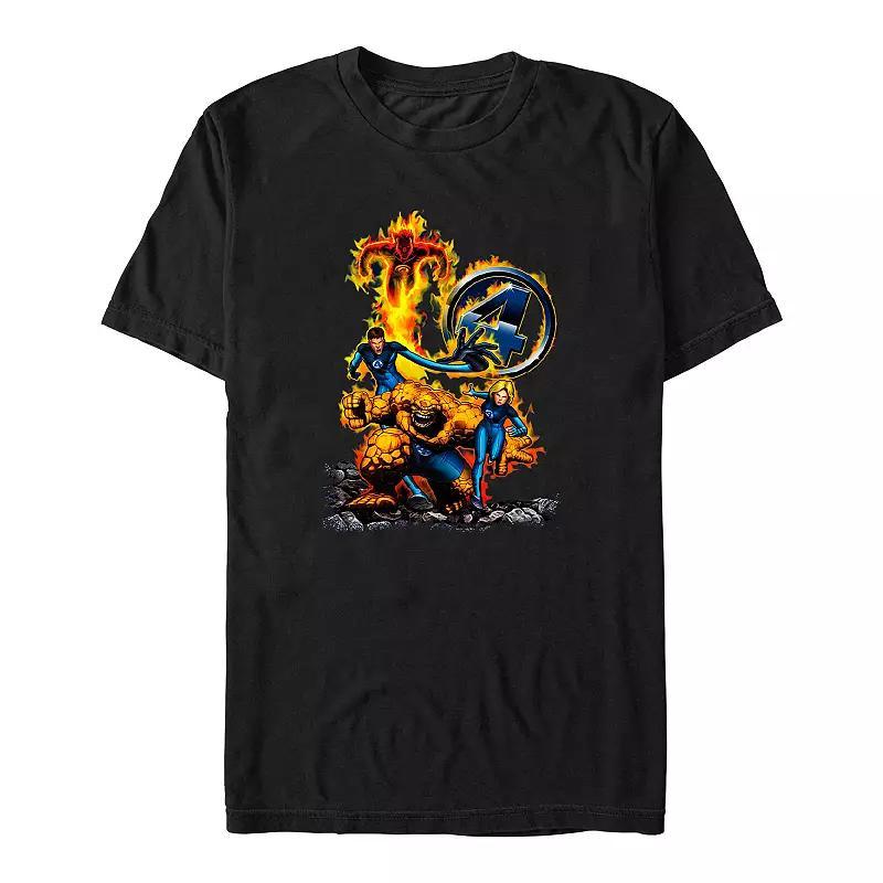 Big & Tall Marvel Fantastic Four On Fire Graphic Tee, Men's, Size: 5XB, Black Product Image