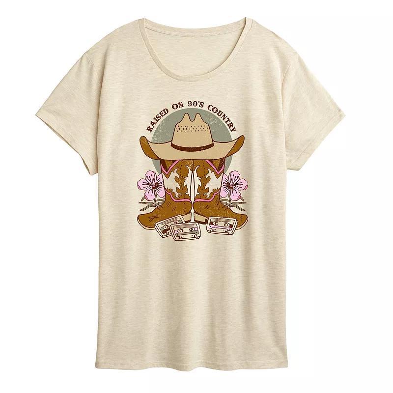 Women's Raised On 90's Country Graphic Tee, Size: Medium, Grey Gray Product Image