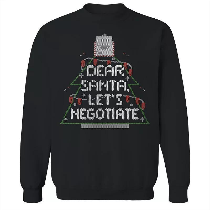 Men's Dear Santa Negotiate Christmas Sweater Graphic Sweatshirt, Size: XL, Black Product Image