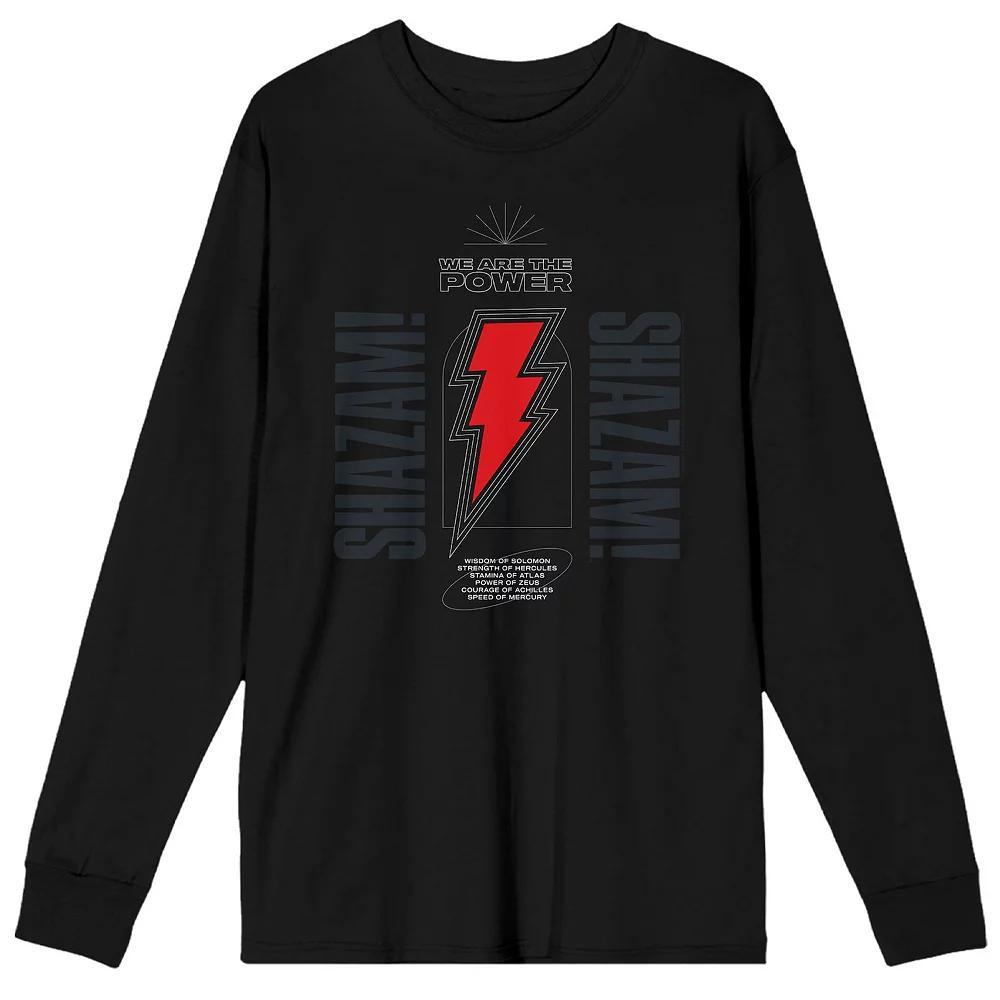 Men's Shazam 2 Fury Of The Gods Power of Shazam Long Sleeve Graphic Tee, Size: Small, Black Product Image