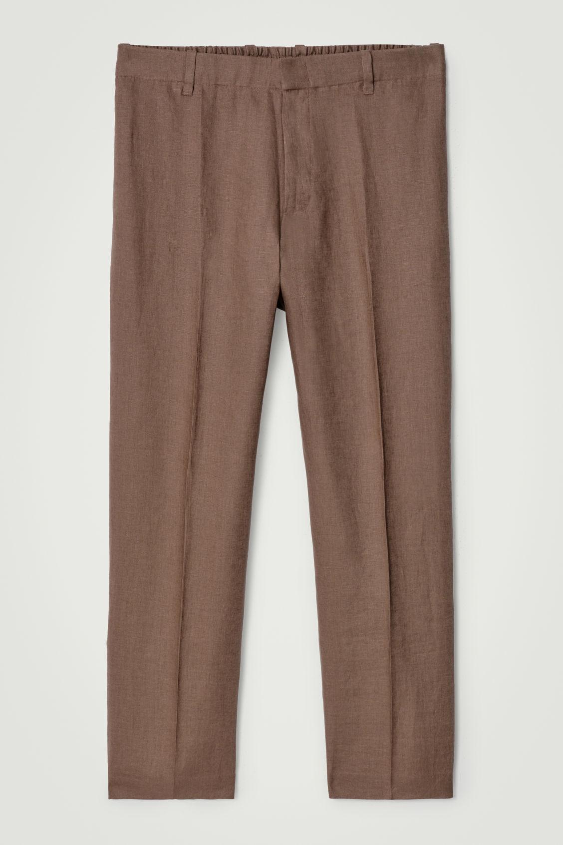 ELASTICATED LINEN STRAIGHT-LEG PANTS Product Image
