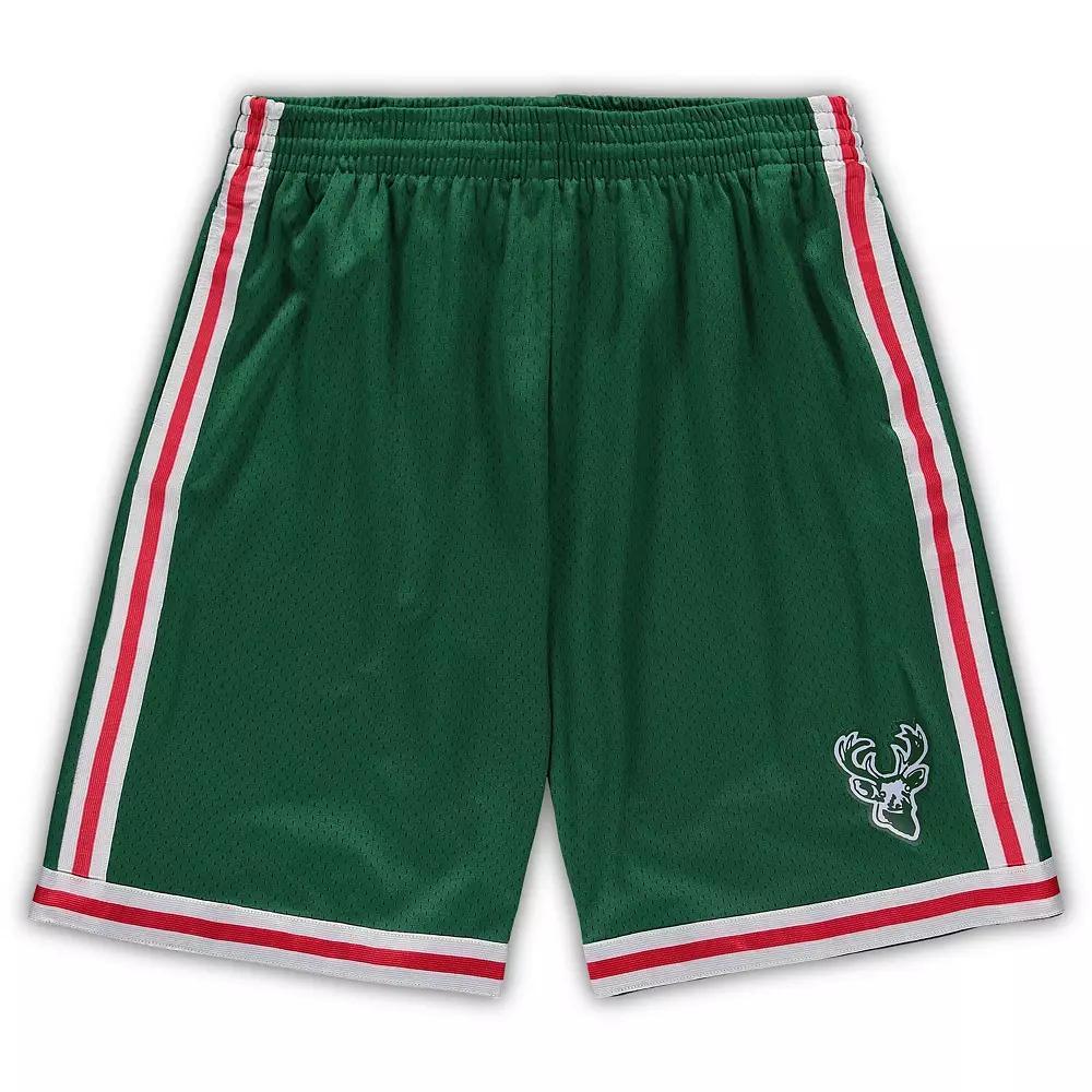 Men's Mitchell & Ness Green Milwaukee Bucks Big & Tall Hardwood Classics Team Swingman Shorts,  Product Image