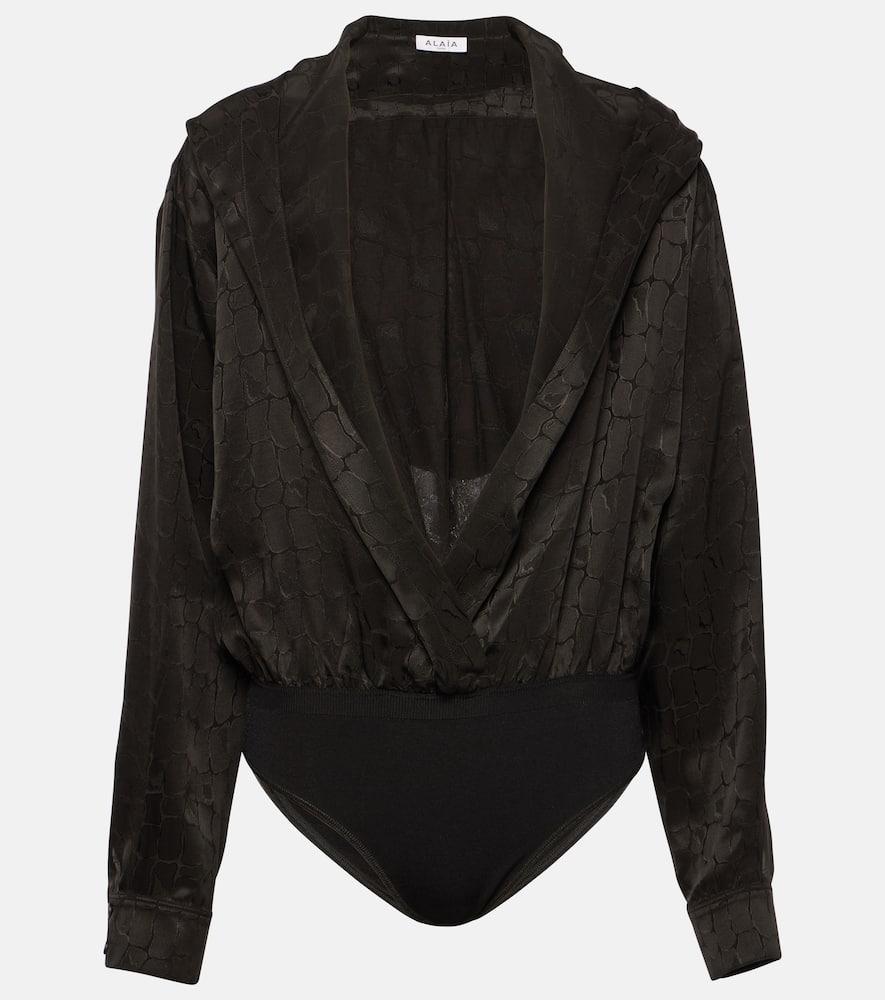 ALAÏA Hooded Bodysuit In Schwarz Product Image