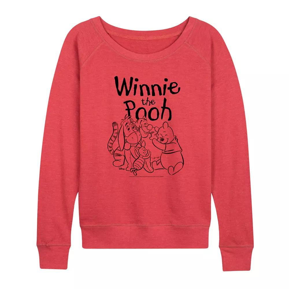 Disney's Winnie the Pooh Women's Sketched Group French Terry Long Sleeve Tee, Girl's,  Product Image