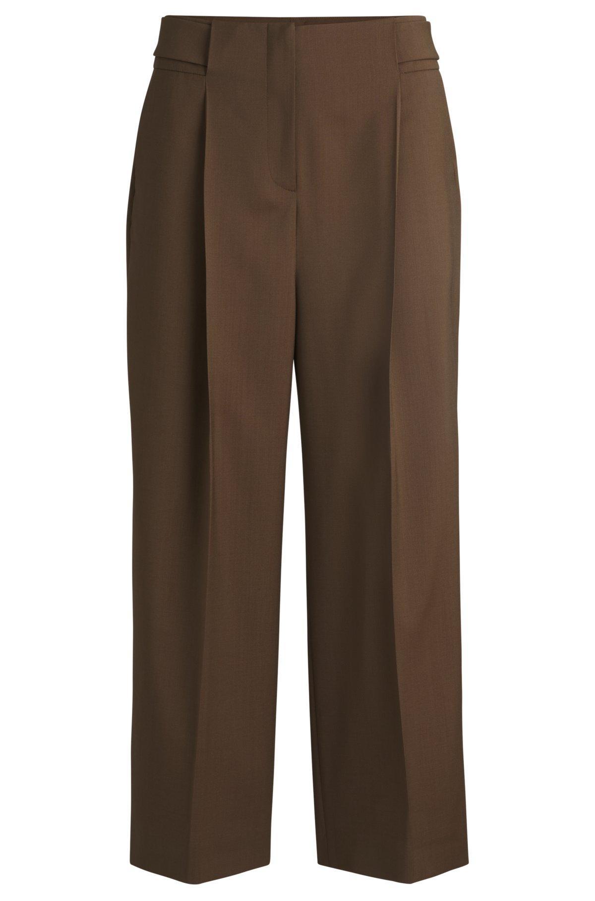 Regular-fit high-waisted trousers in wool Product Image