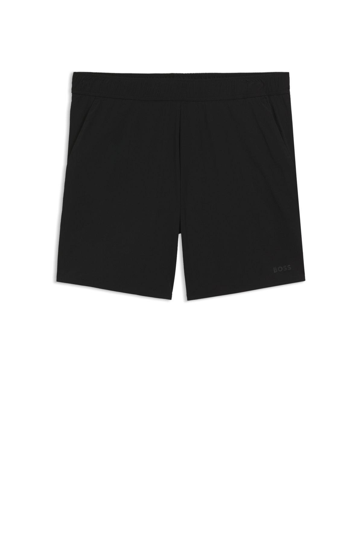 BOSS - Active double-layer shorts in quick-dry fabric - Black Product Image
