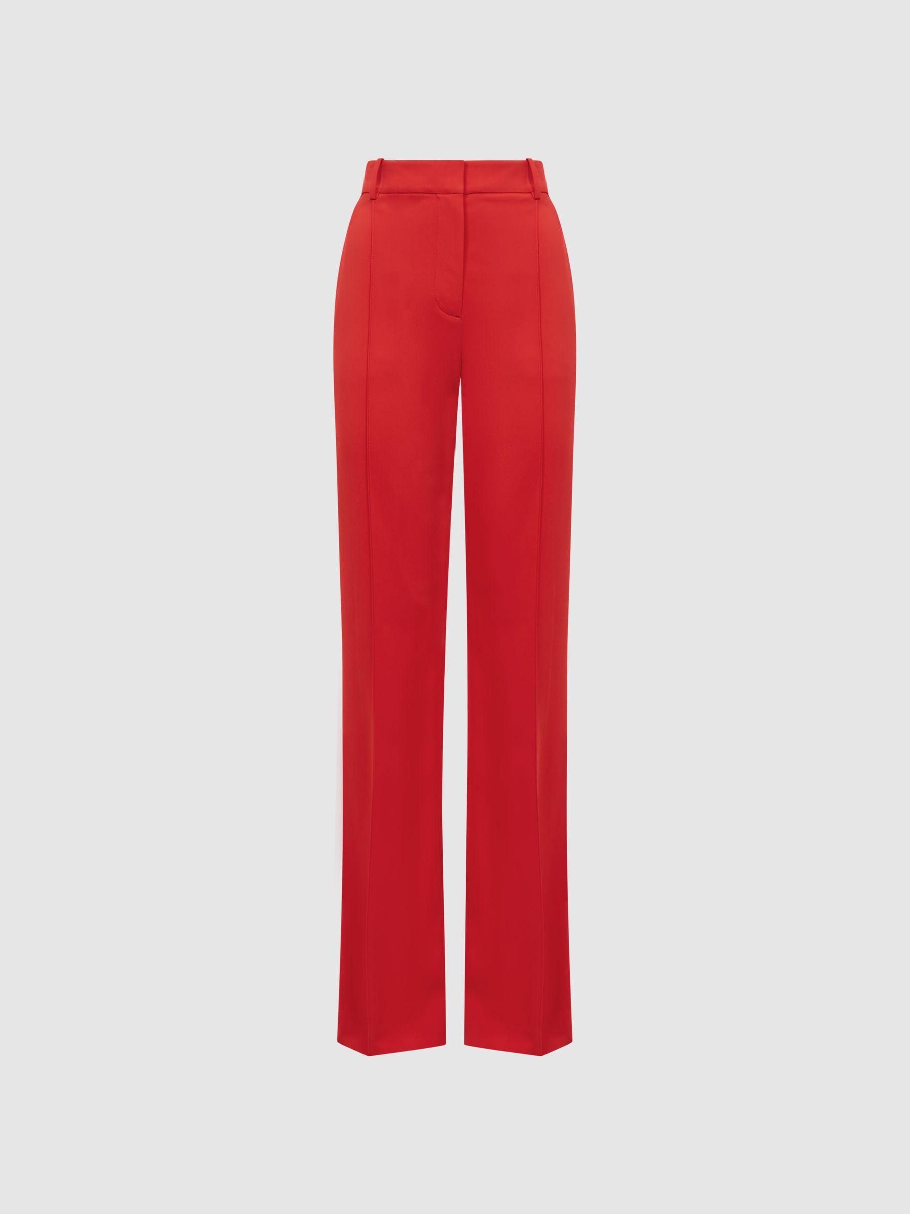 Wide Leg Mid Rise Trousers in Coral Product Image