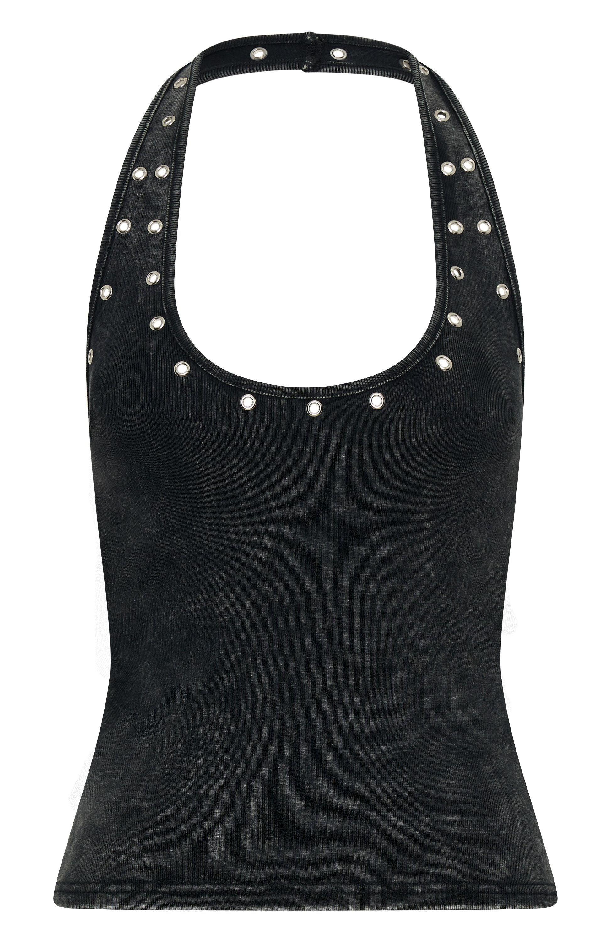 Lost Souls Halter Top Washed Black Product Image