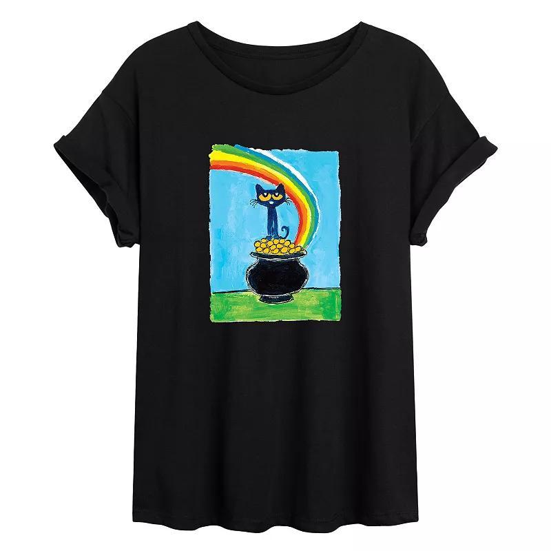 Juniors Pete The Cat Rainbow Flowy Tee, Womens Product Image