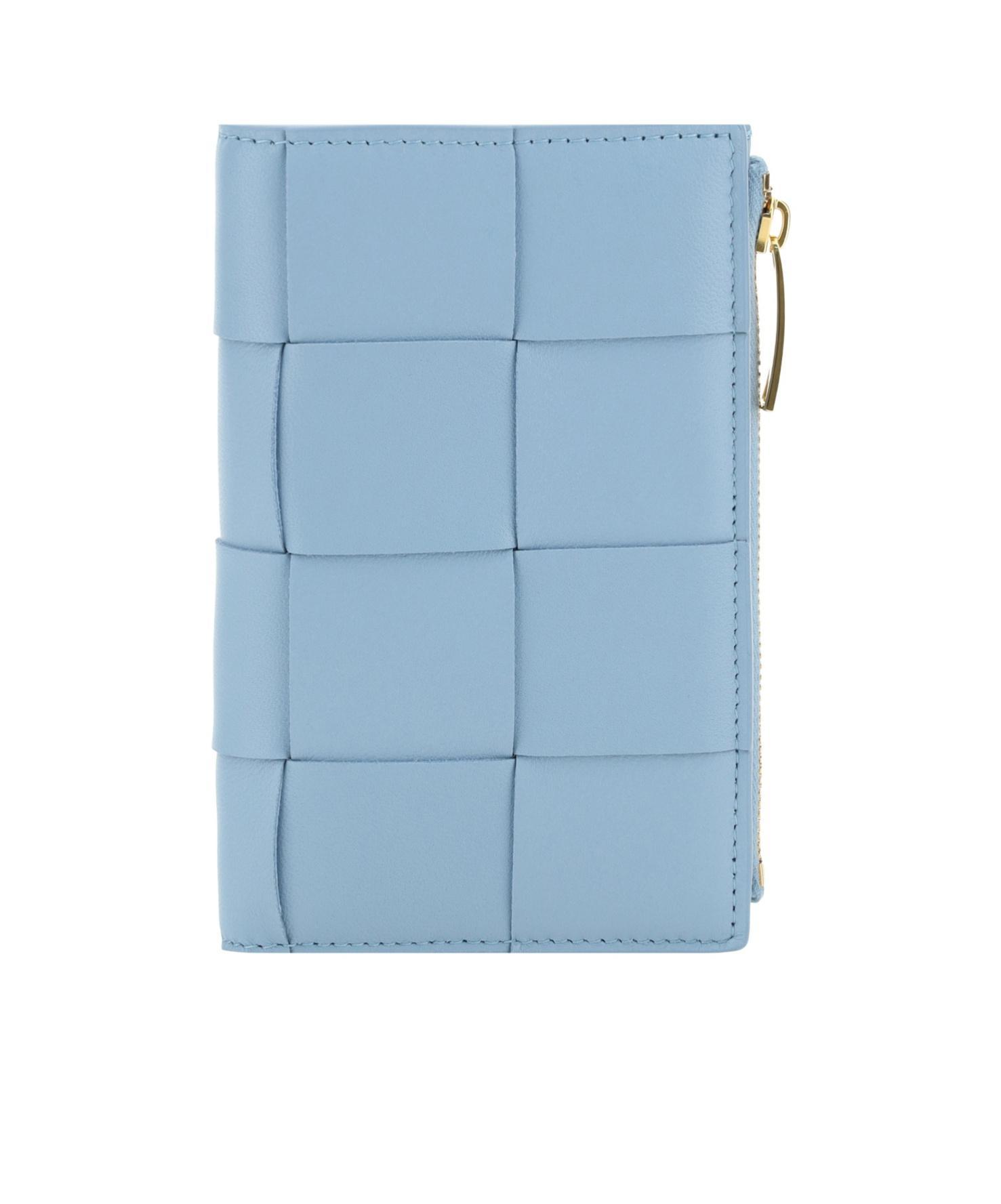 BOTTEGA VENETA Cassette Bi-fold Leather Wallet In Blue Product Image