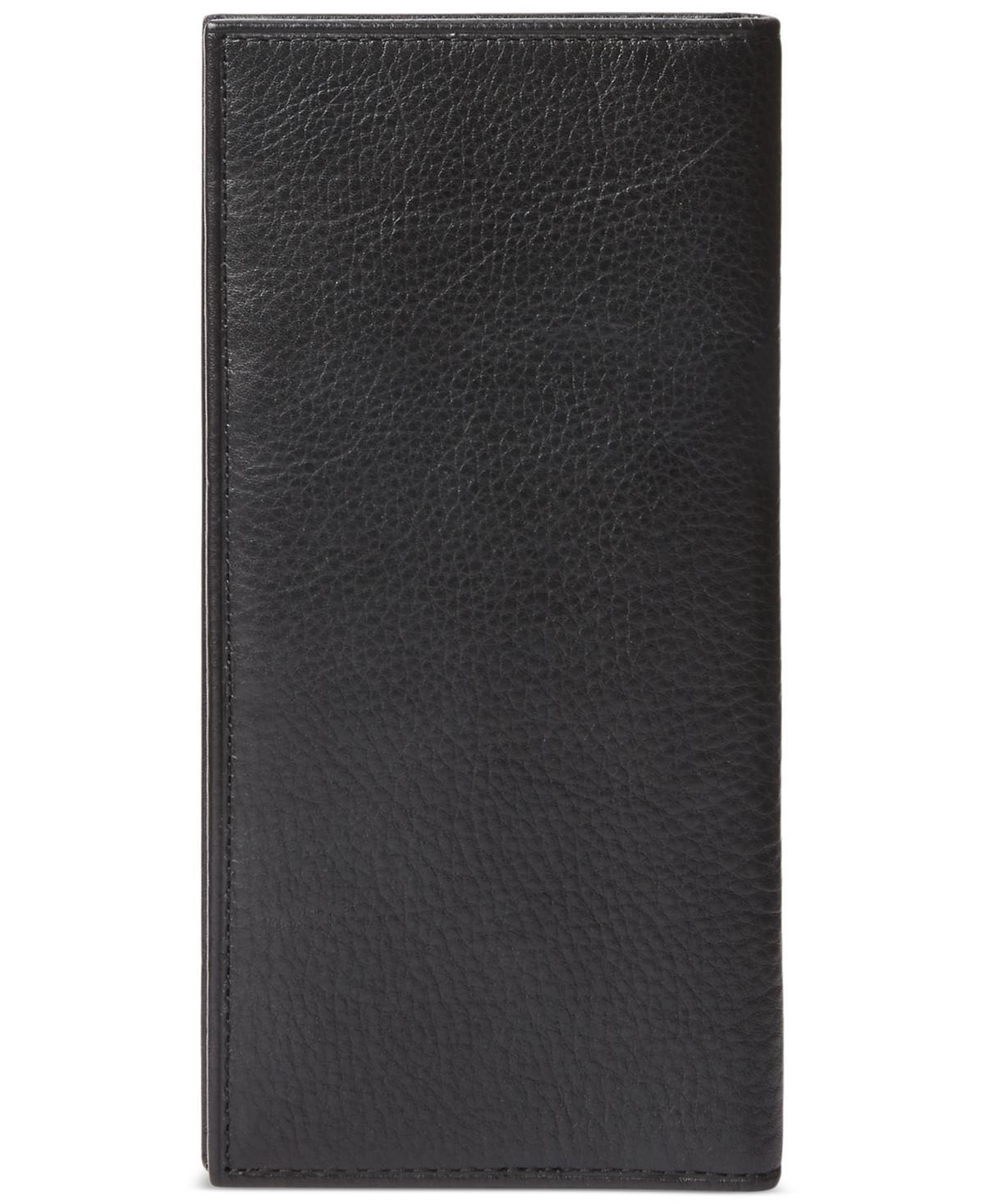 POLO RALPH LAUREN Men's Pebbled Leather Narrow Wallet In Black Product Image