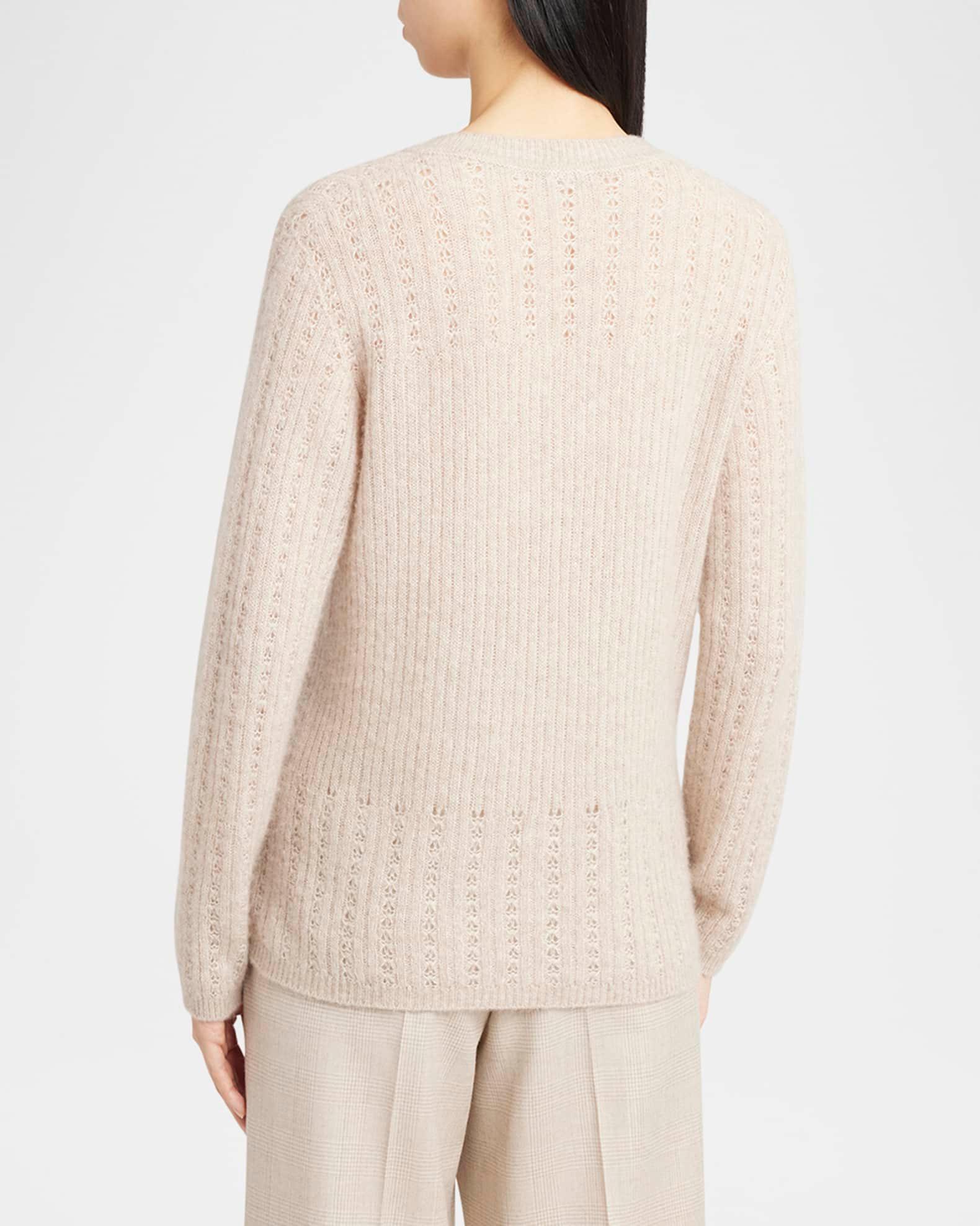 Openwork Cashmere Knit V-Neck Sweater Product Image