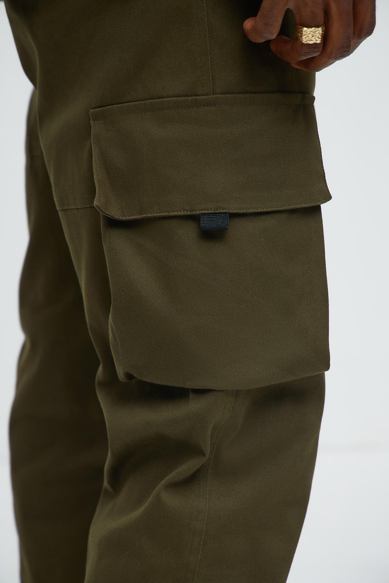 Straight Cargo Ankle Zipper Pants - Olive Product Image