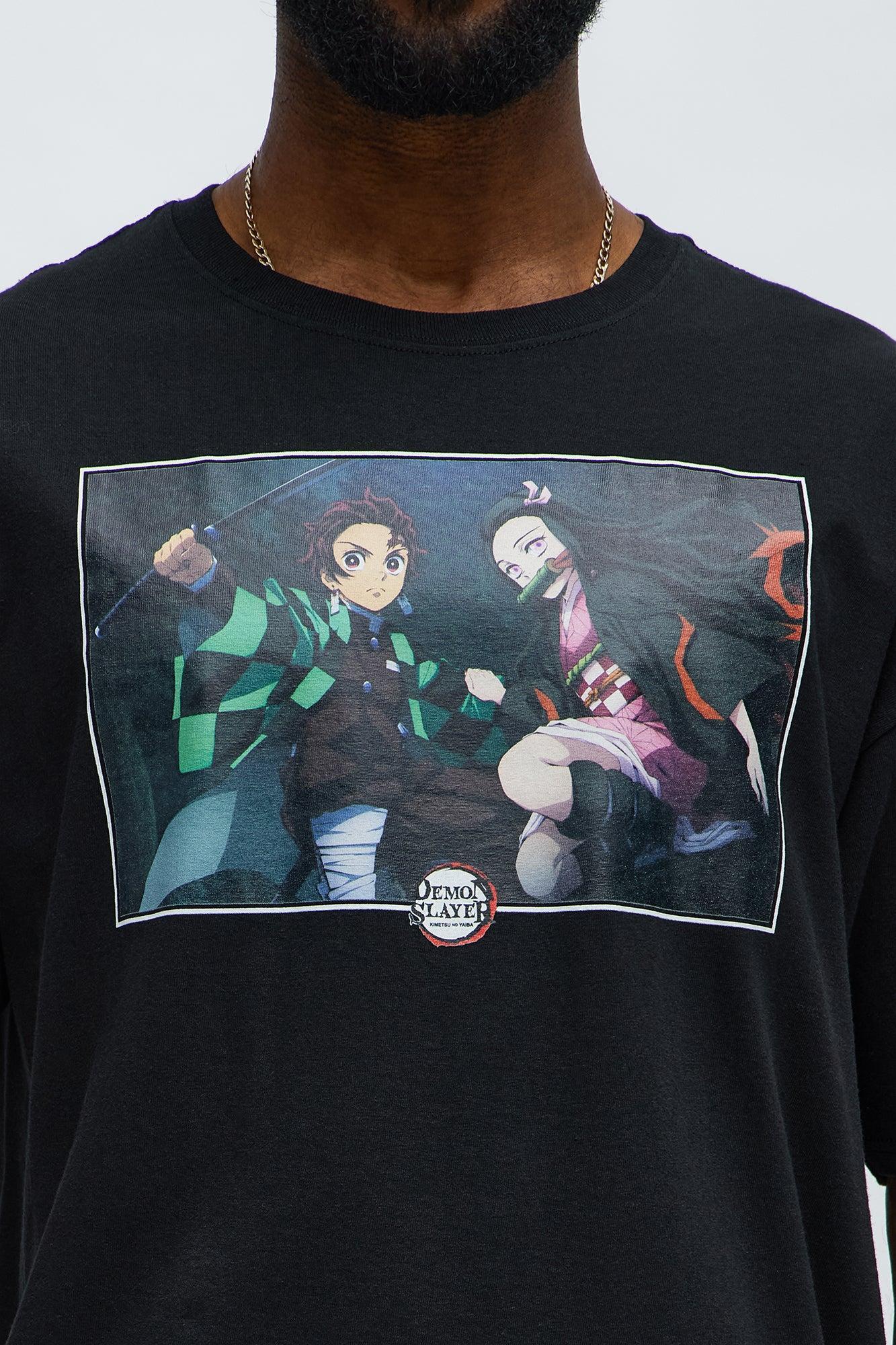 Demon Slayer Tanjiro And Nezuko Short Sleeve Tee - Black Male Product Image