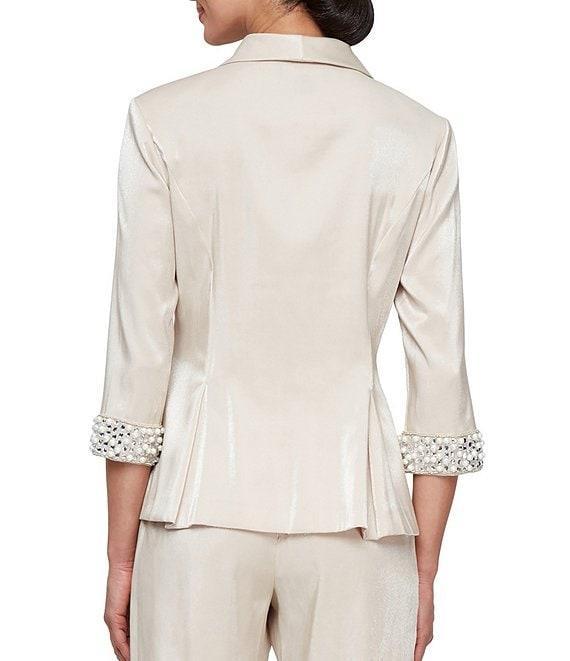 Alex Evenings 3/4 Sleeve Button Front Pearl Cuff Blouse Product Image
