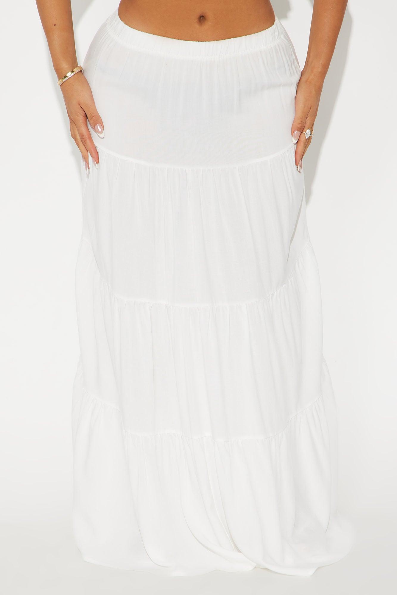 Adriana Tiered Maxi Skirt - White Product Image