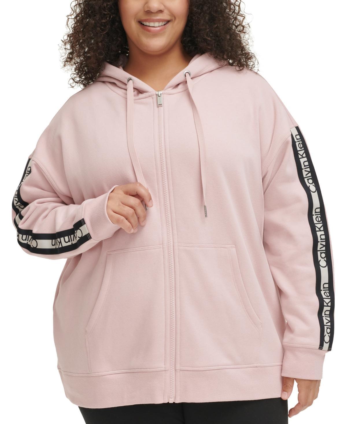 Calvin Klein Performance Plus Size Logo-Stripe Hoodie Product Image