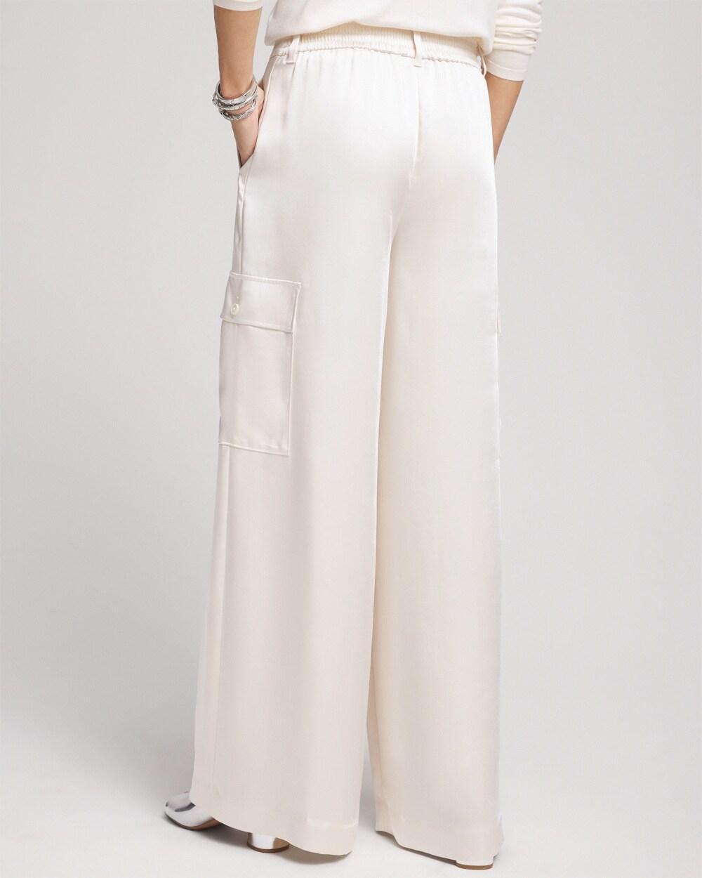 Petite Satin Wide Leg Cargo Pants Product Image