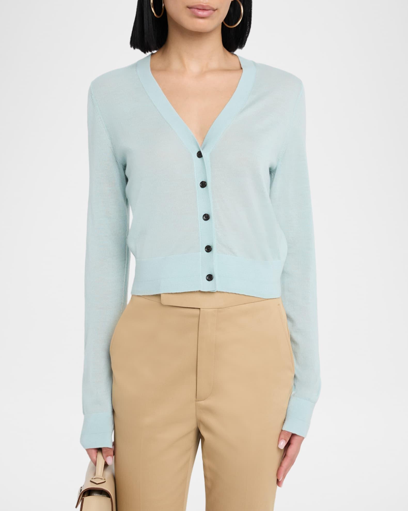 V-Neck Shrunken Cashmere Cardigan Product Image