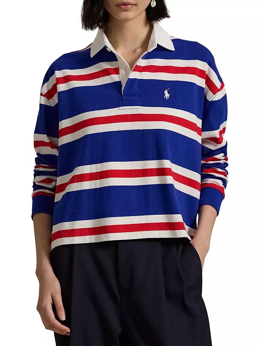 Striped Jersey Cropped Rugby Shirt Product Image