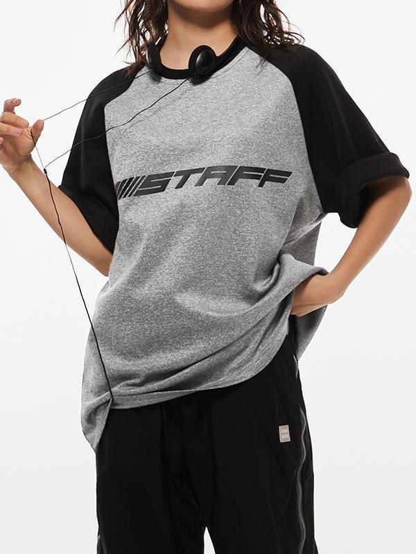 Letter Print Raglan Oversized Short Sleeve Tee Product Image