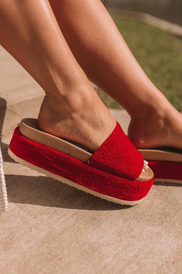 The Lainey Chenille Woven Platform Sandal in Crimson Product Image