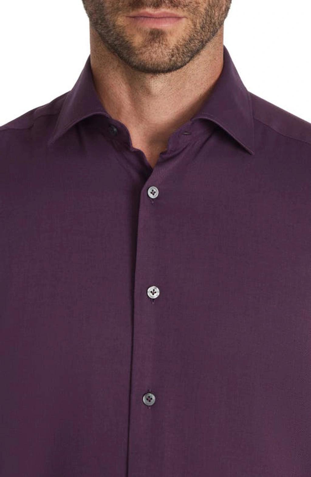 JACK VICTOR Aurelio Cotton & Silk Blend Dress Shirt In Plum Product Image