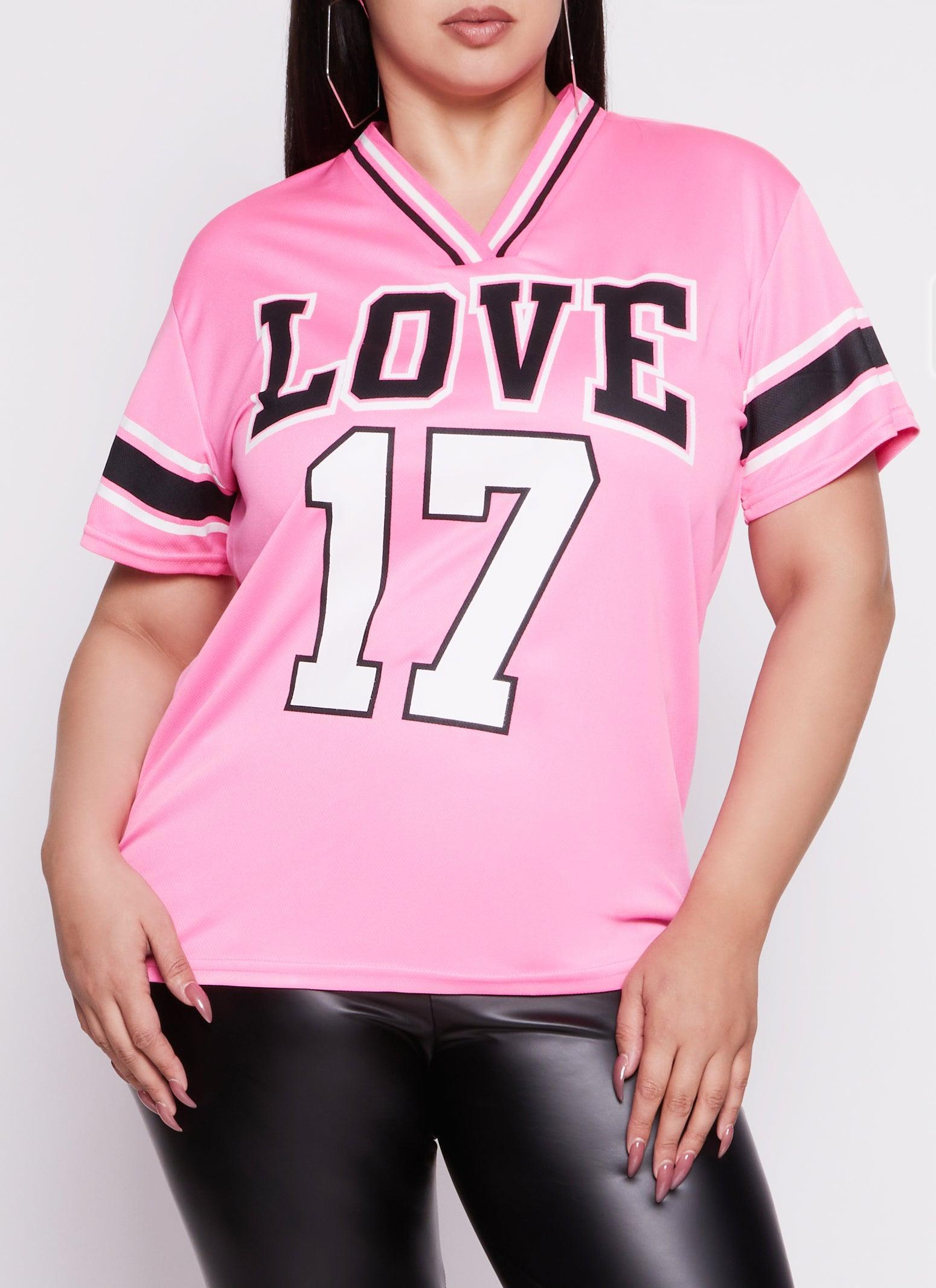 Womens Plus Size Love 17 V Neck Football Jersey Product Image