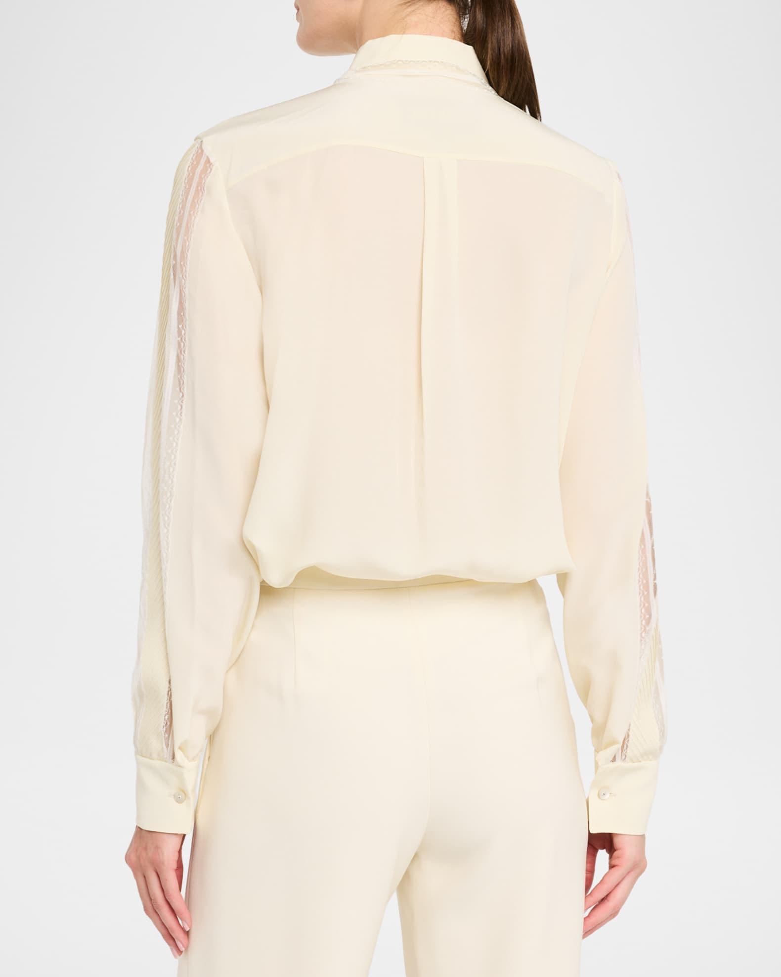 Lace Pleated Crepe De Chine Shirt Product Image