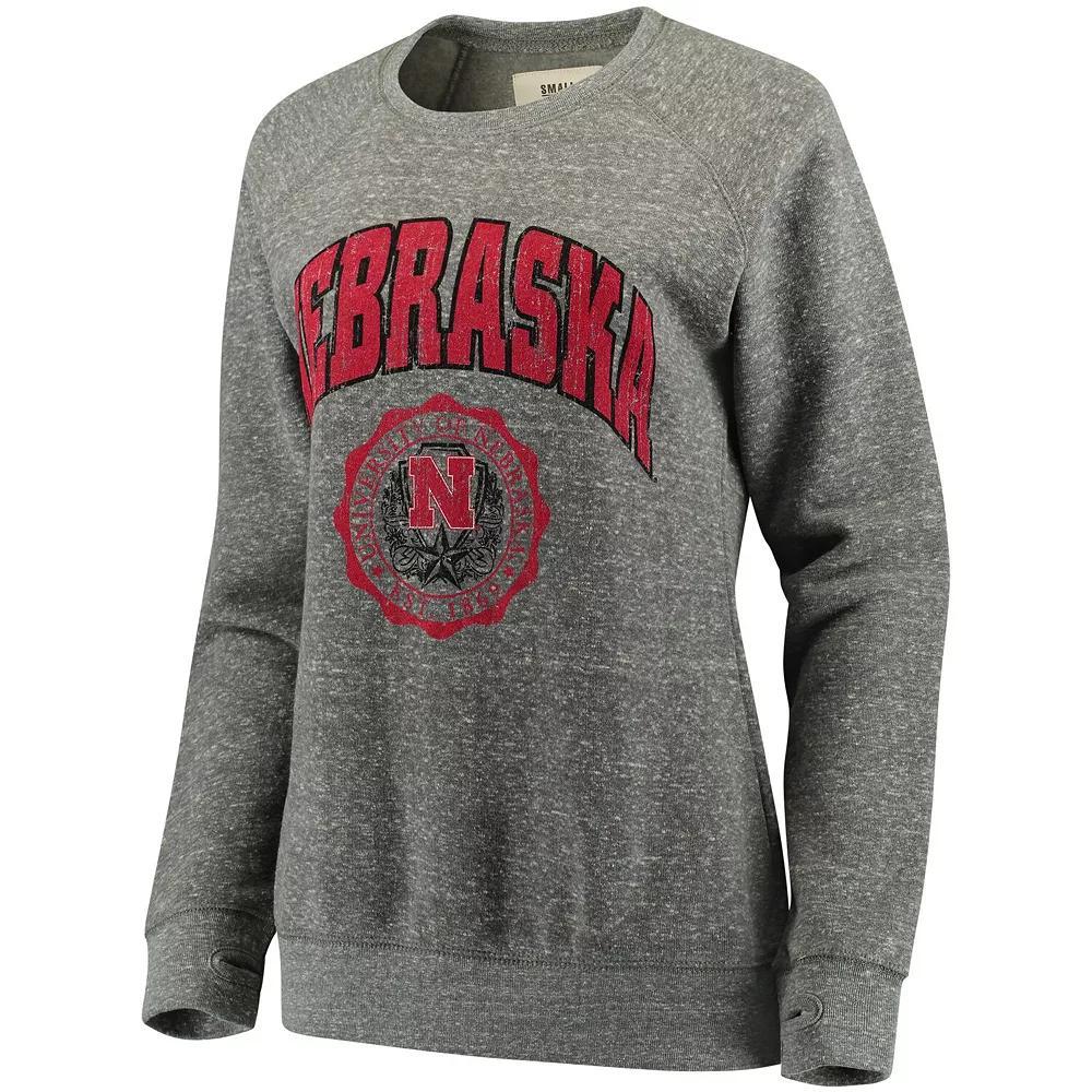 Women's Pressbox Heathered Gray Nebraska Huskers Edith Vintage Knobi Pullover Sweatshirt, Size: Small, Grey Product Image