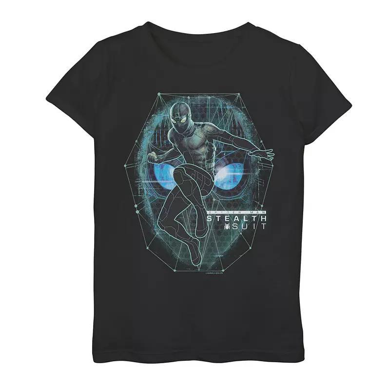 Girls 7-16 Marvel Spider-Man Far From Home Stealth Suit Tech Portrait Tee, Girl's, Size: Large, Black Product Image