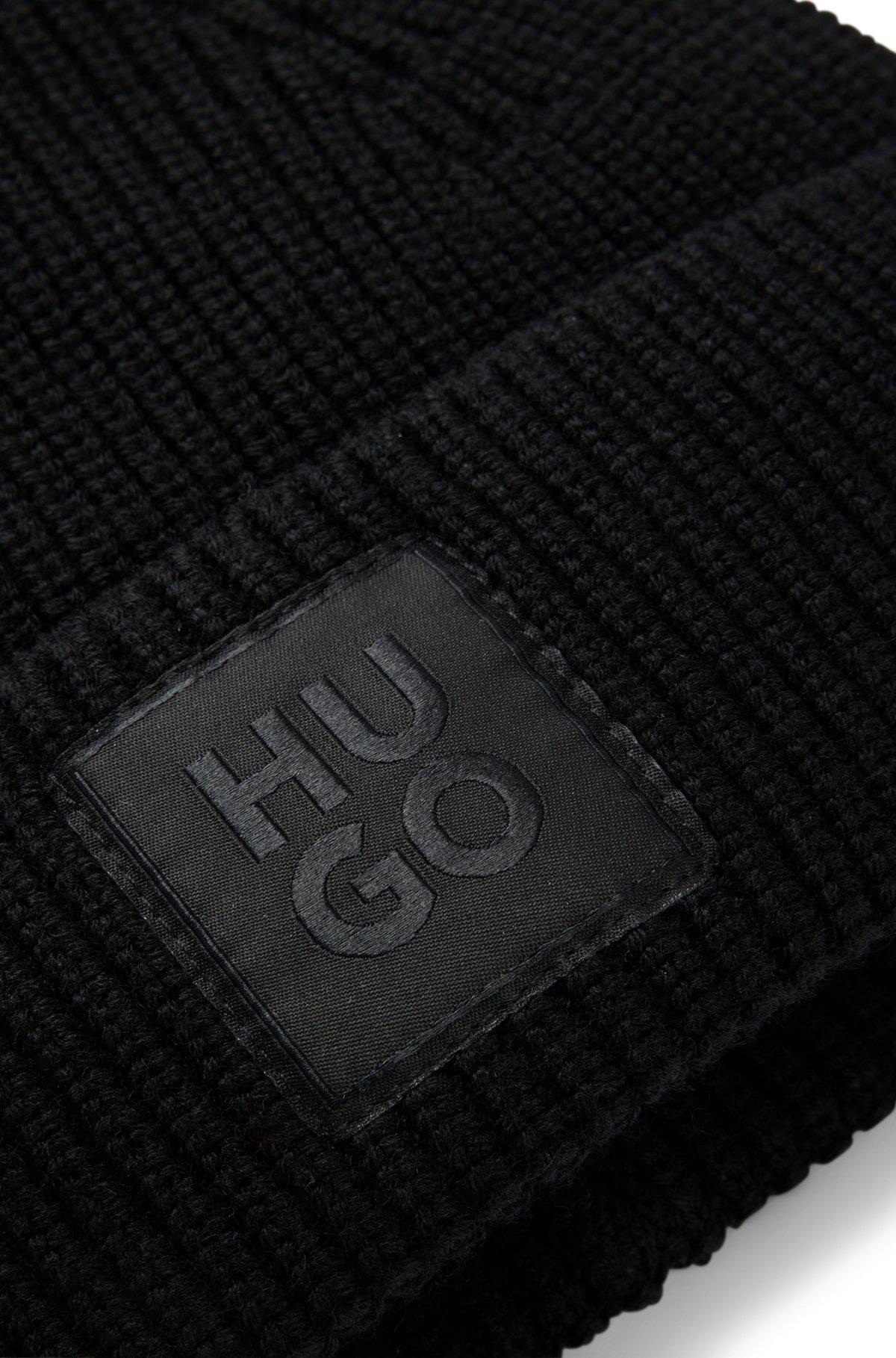 Wool-blend beanie hat with logo label Product Image