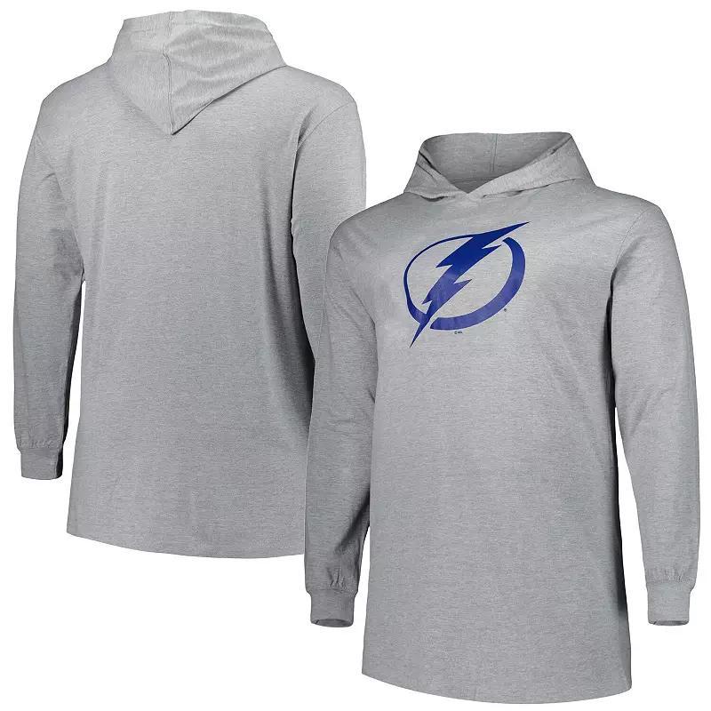 Mens Heather Gray Tampa Bay Lightning Big & Tall Pullover Hoodie Product Image