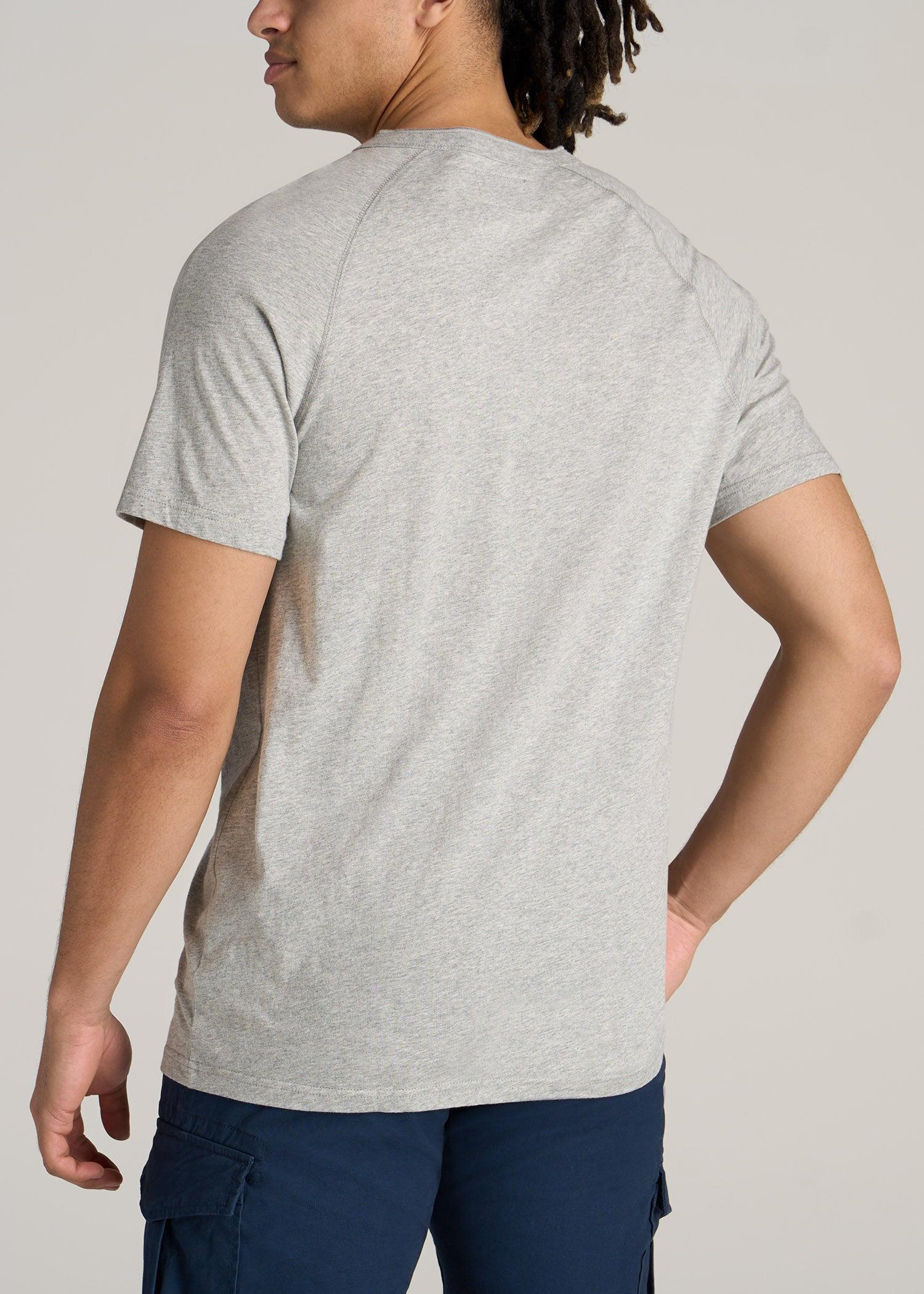 LJ&S REGULAR-FIT Jersey Henley Tee for Tall Men in Heathered Grey Male Product Image