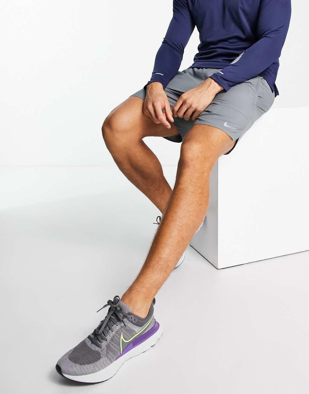 Nike Running Stride 7 inch shorts in gray Product Image