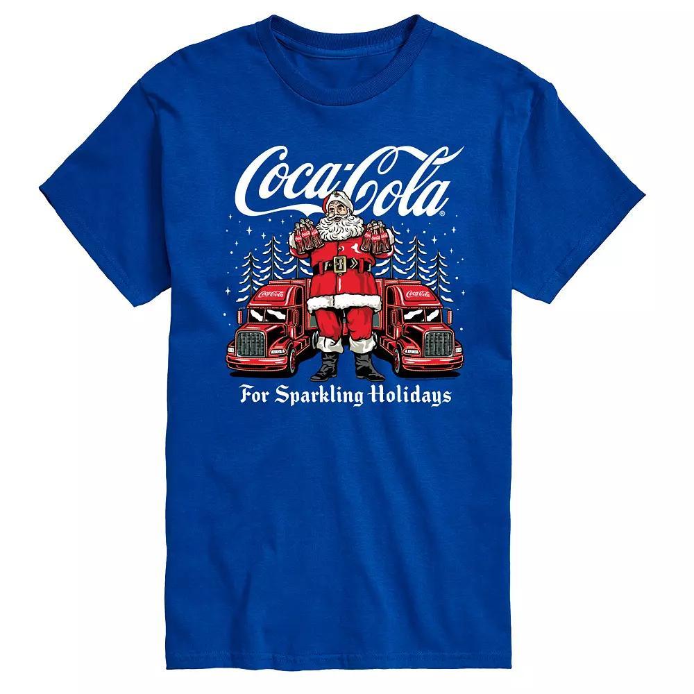 Big & Tall Coca-Cola Santa For Sparkling Holidays Graphic Tee, Men's, Size: 4XL Tall, Blue Product Image