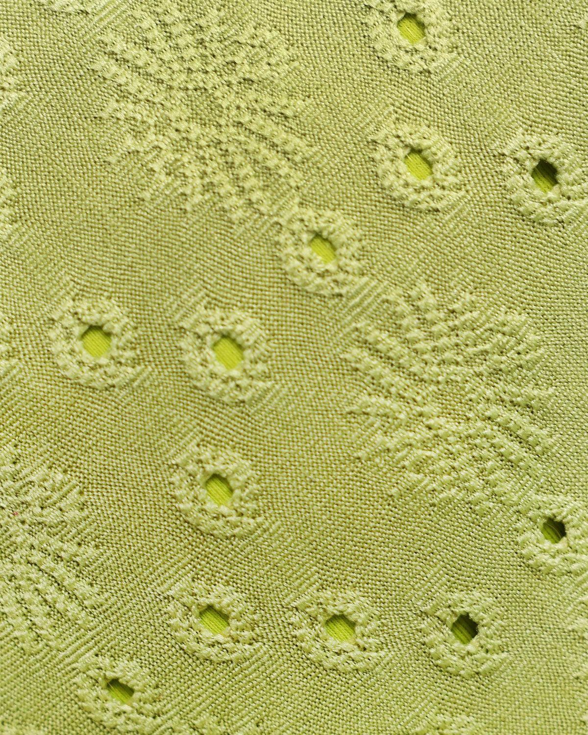 Green Jacquard Drawstring Bikini Top Product Image