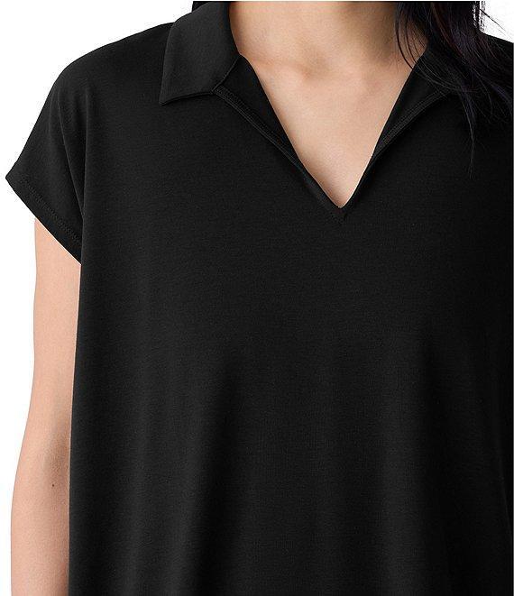 Eileen Fisher Jersey Knit Collar V-Neck Cap Sleeve Top Product Image