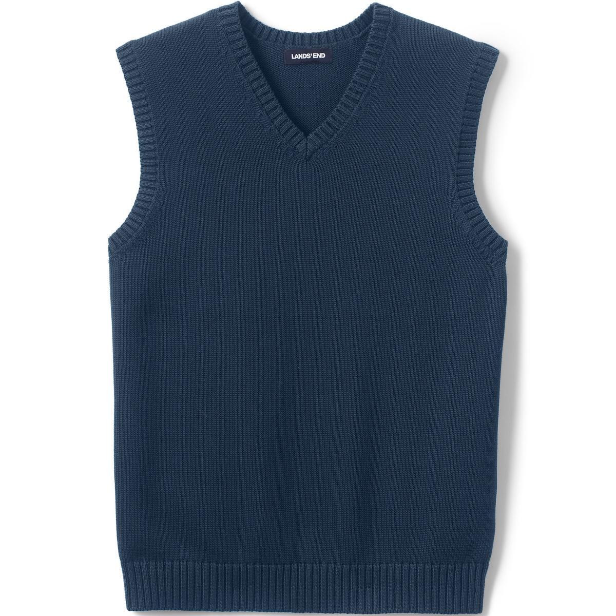 Mens Lands End Cotton Modal Sweater Vest Yellow Product Image