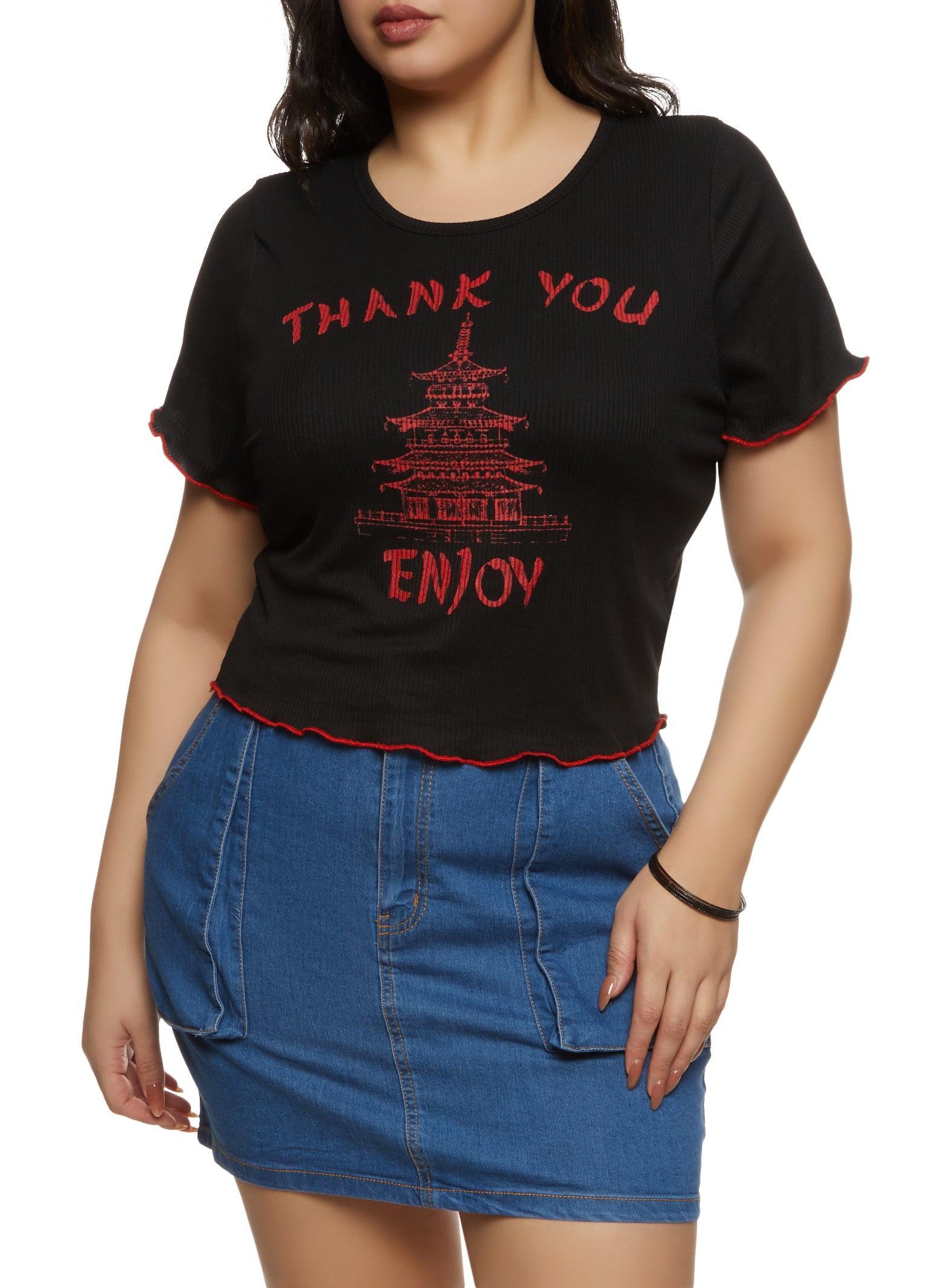 Womens Plus Size Thank You Enjoy Graphic Tee Product Image