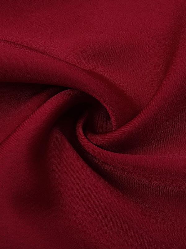 Loose Puff Sleeves Pleated Solid Color Split-Joint Stand Collar Blouses Product Image