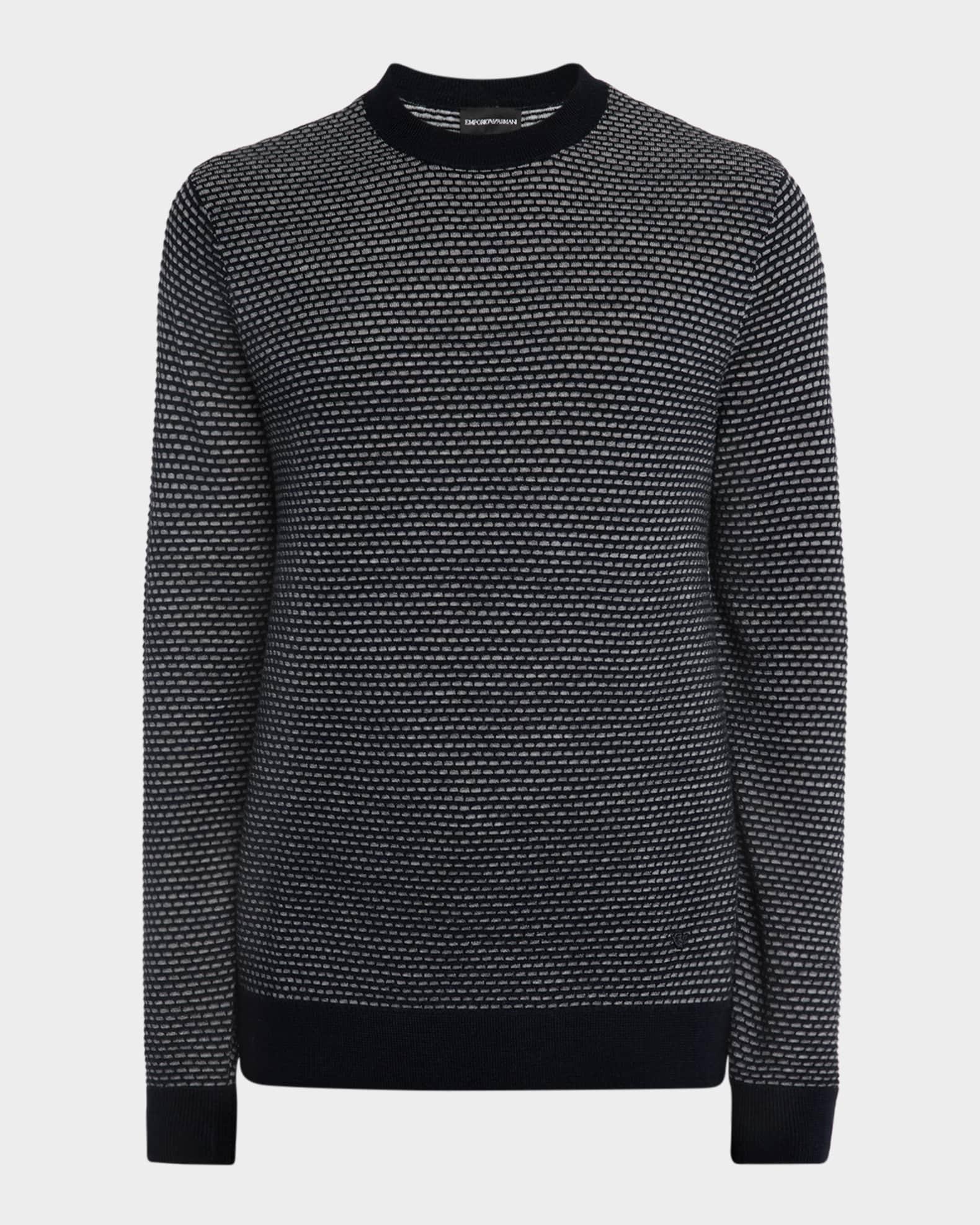 Men's Wool Knit Jacquard Crewneck Sweater Product Image