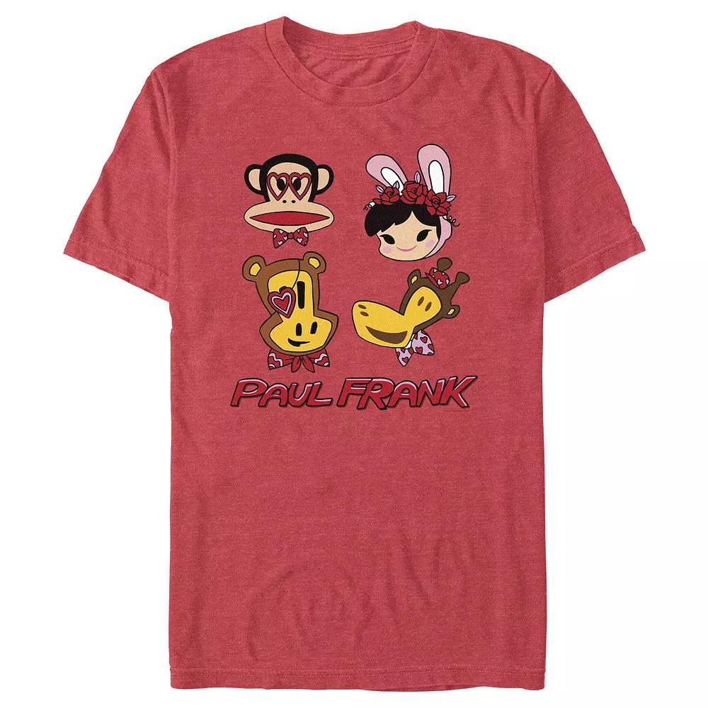 Men's Paul Frank Valentine's Day Friends Graphic Tee, Size: XS, Red Grey Product Image