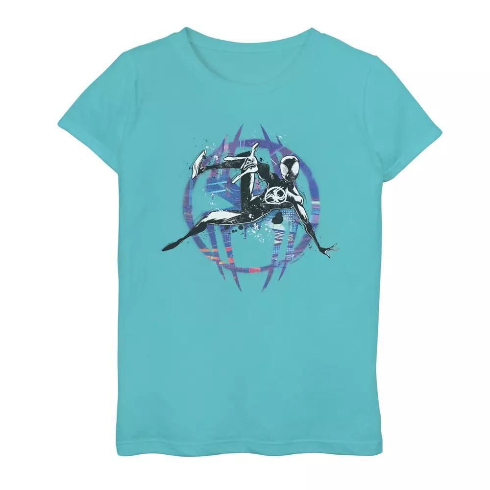 Girls 7-16 Marvel Spider-Man Across The Spider Verse Hanging Marvel Spider-Man Graphic Tee, Girl's, Size: Medium, Tahiti Blue Product Image